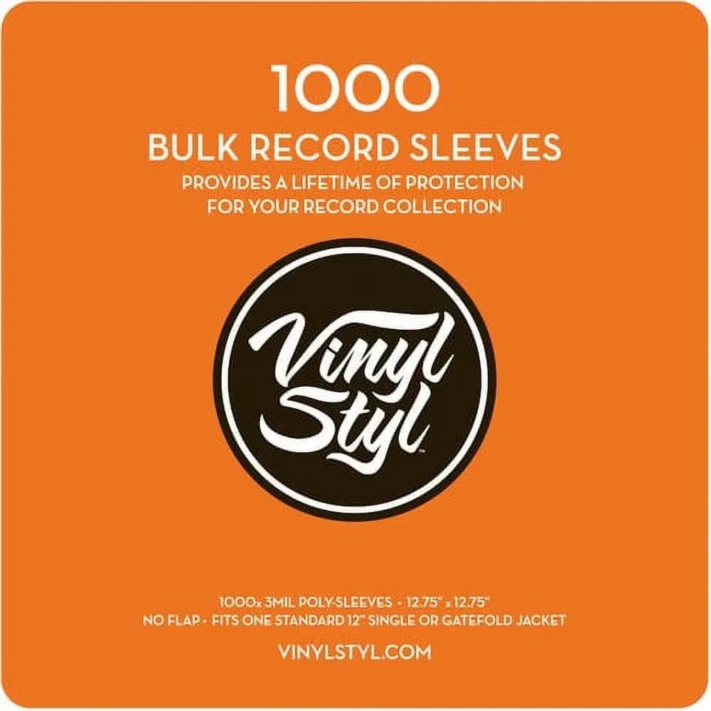 Vinyl Styl 12" Vinyl Record Protective Outer Sleeves - 1000 Ct Bulk PK (Clear)