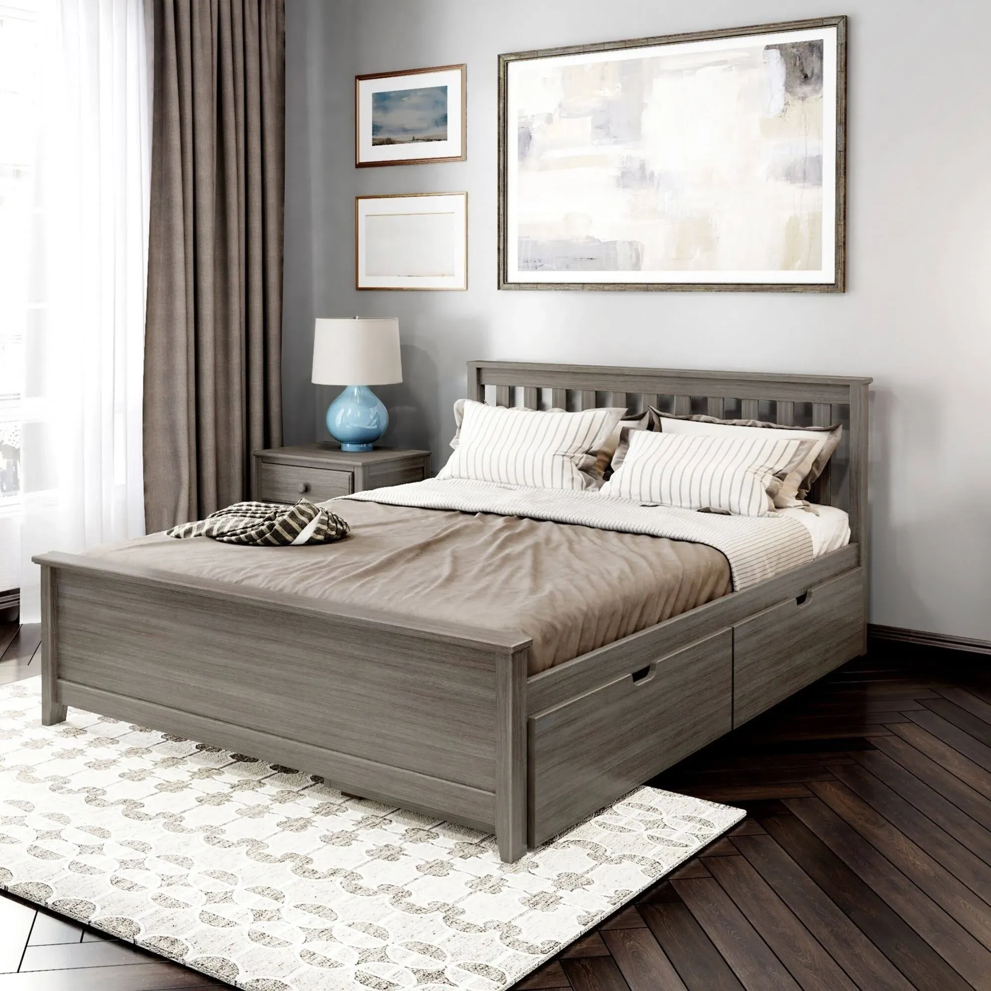 Plank+Beam Queen Bed with Storage Drawers, Clay