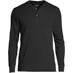 Lands' End Men's Knit Rib Pajama Henley - Small - Black