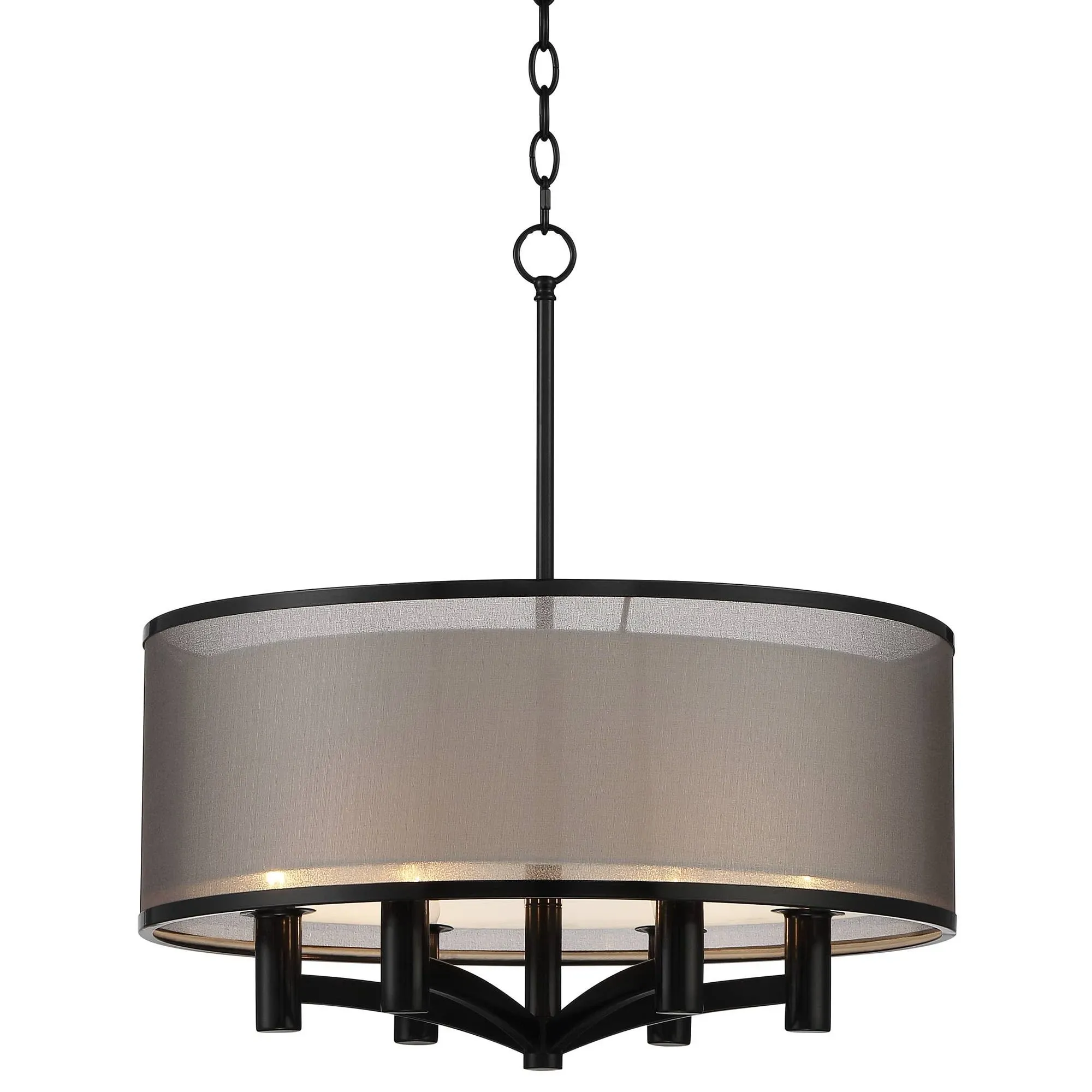 Possini Euro Caliari 22&quot; Wide Black 6-Light Double Shade Pendant