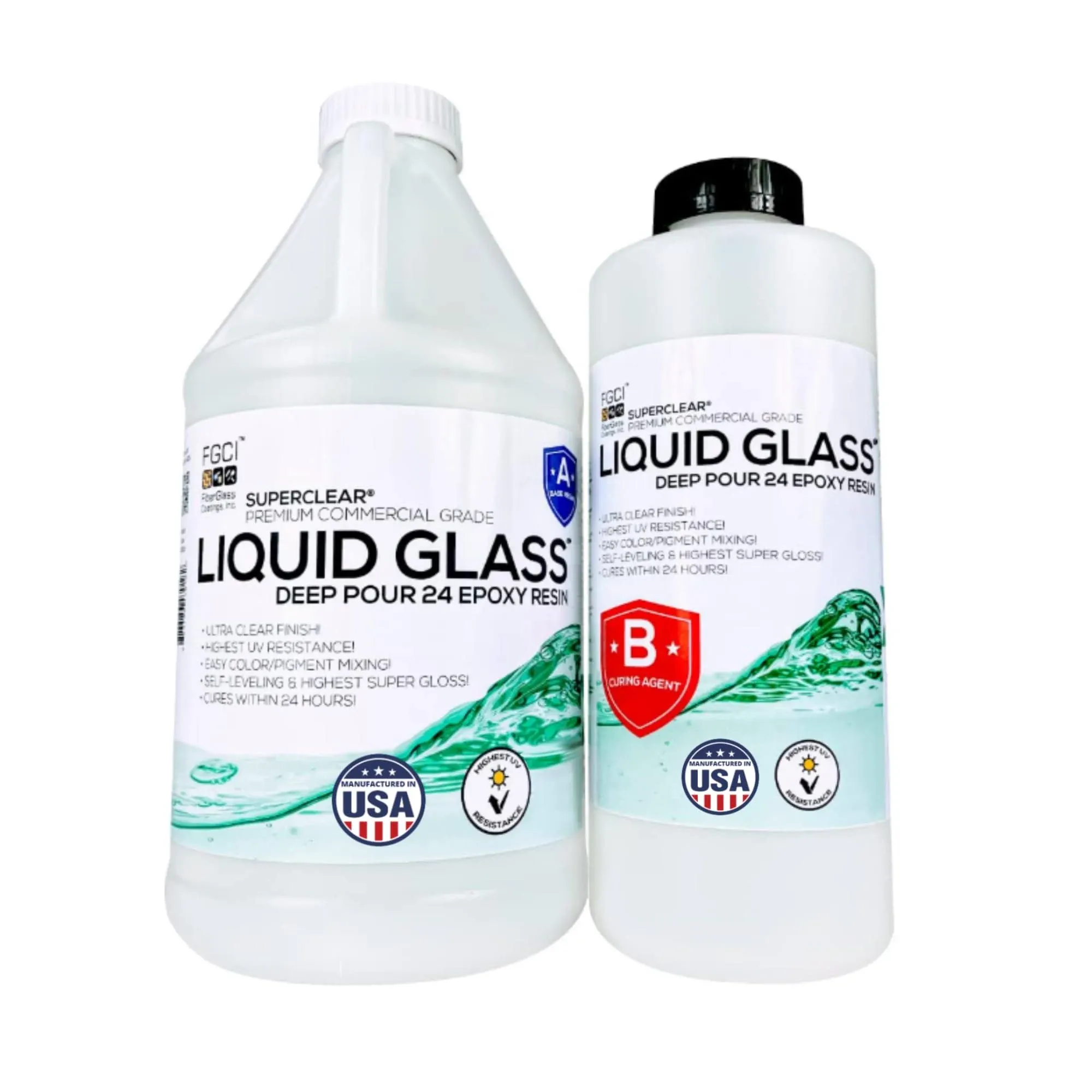 24 Hour Deep Pour Epoxy Resin .75 Gallon / 96 oz Kit, Liquid Glass Clear, Fas...