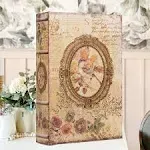 Decorative Book Box Vintage Style Fake Book Fake Book Flowers Pattern Faux Leather Embossed Book Box Victorian style Book Storage Box 3-04