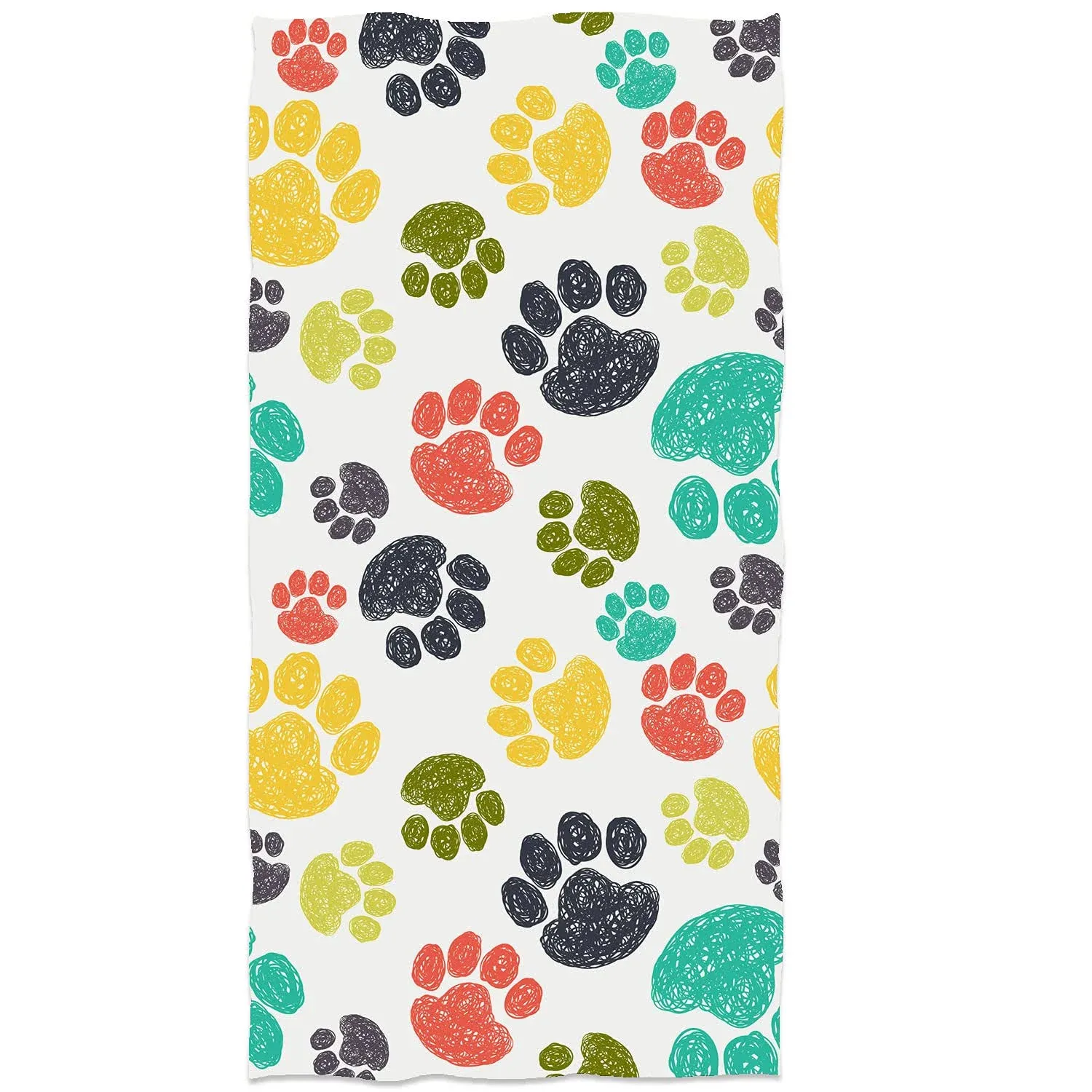 SLHETS Cute Dog&#039;s Paw Prints Hand Towels Colorful Doodle 13.6 X 29&#039;, White 