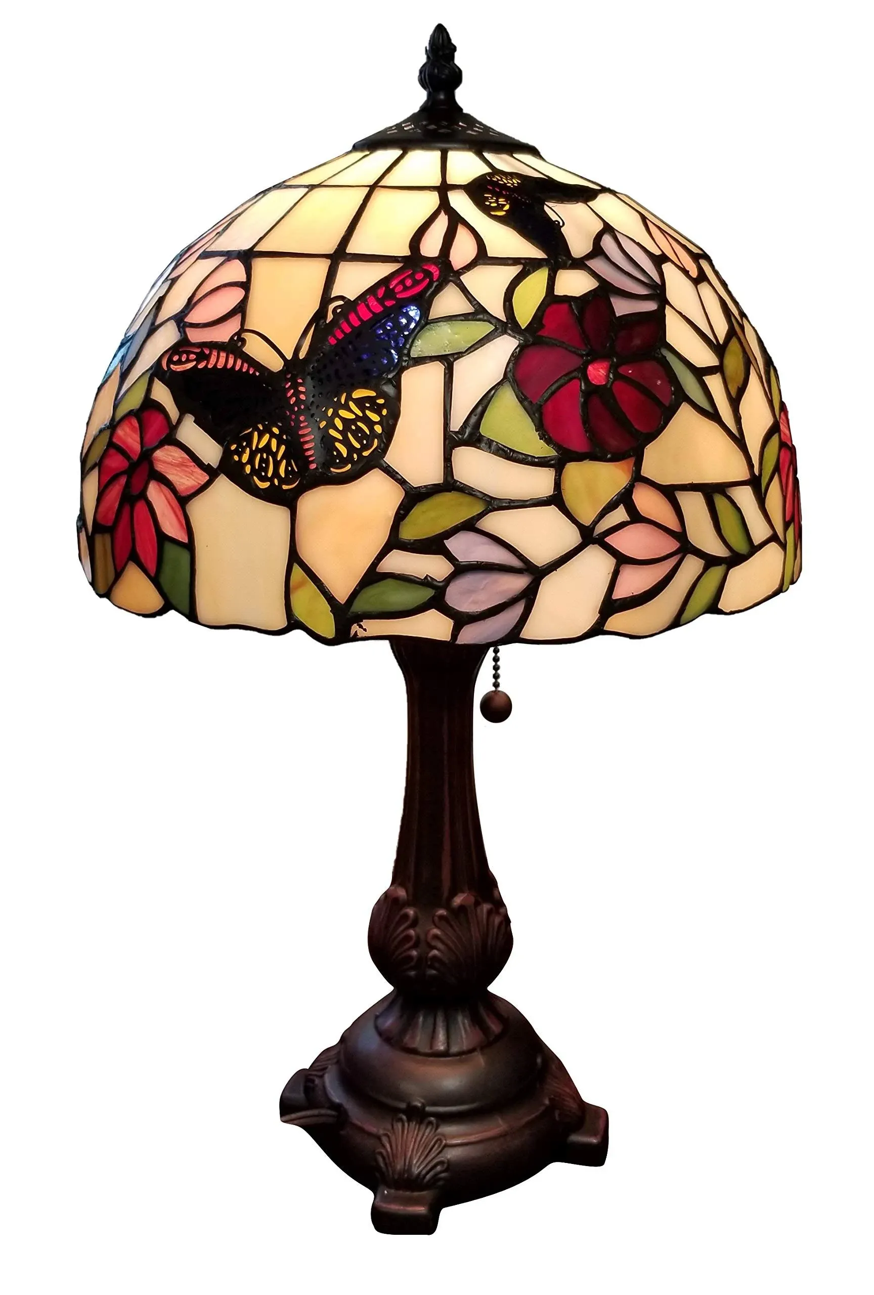 Amora Lighting 19 in. Tiffany Style Butterflies Table Lamp AM061TL12B