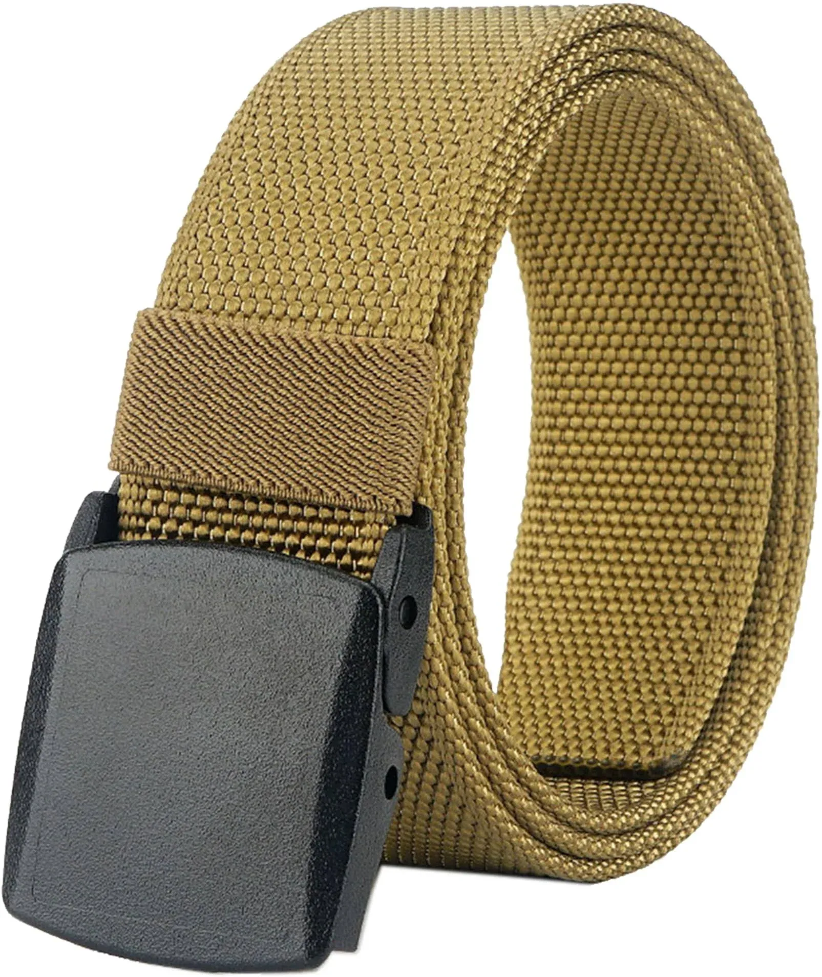 LionVII Mens Belt Web,Nylon Webbing Canvas Outdoor Casual Belt with Plastic ...