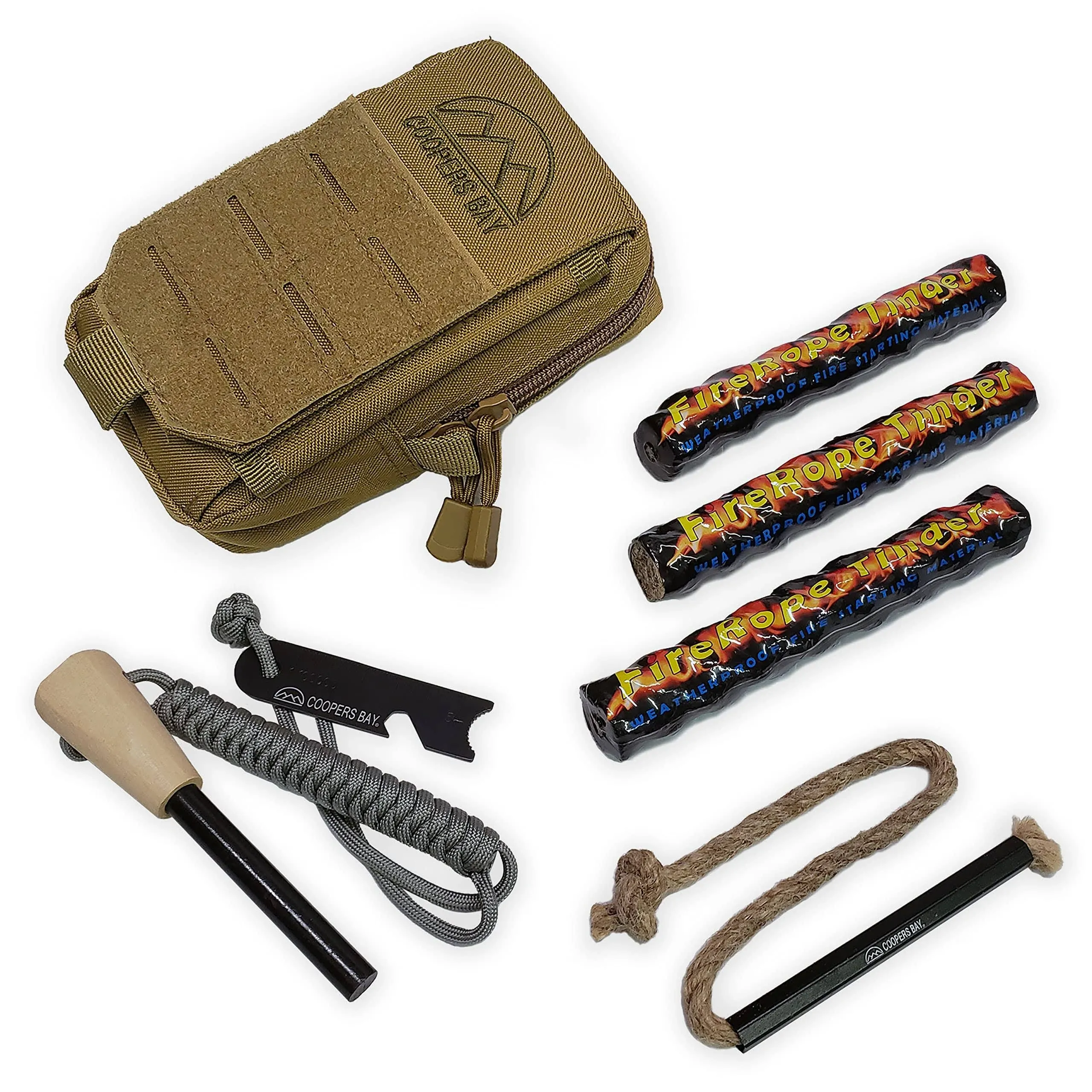 Ferro Rod Fire Starter Package | Premium Fire Starting Kit | Includes Large 1/2" Ferro Rod, Fire Starter Tinder and Custom Carry Pouch | Complete Fire Starter Survival Tool Package…