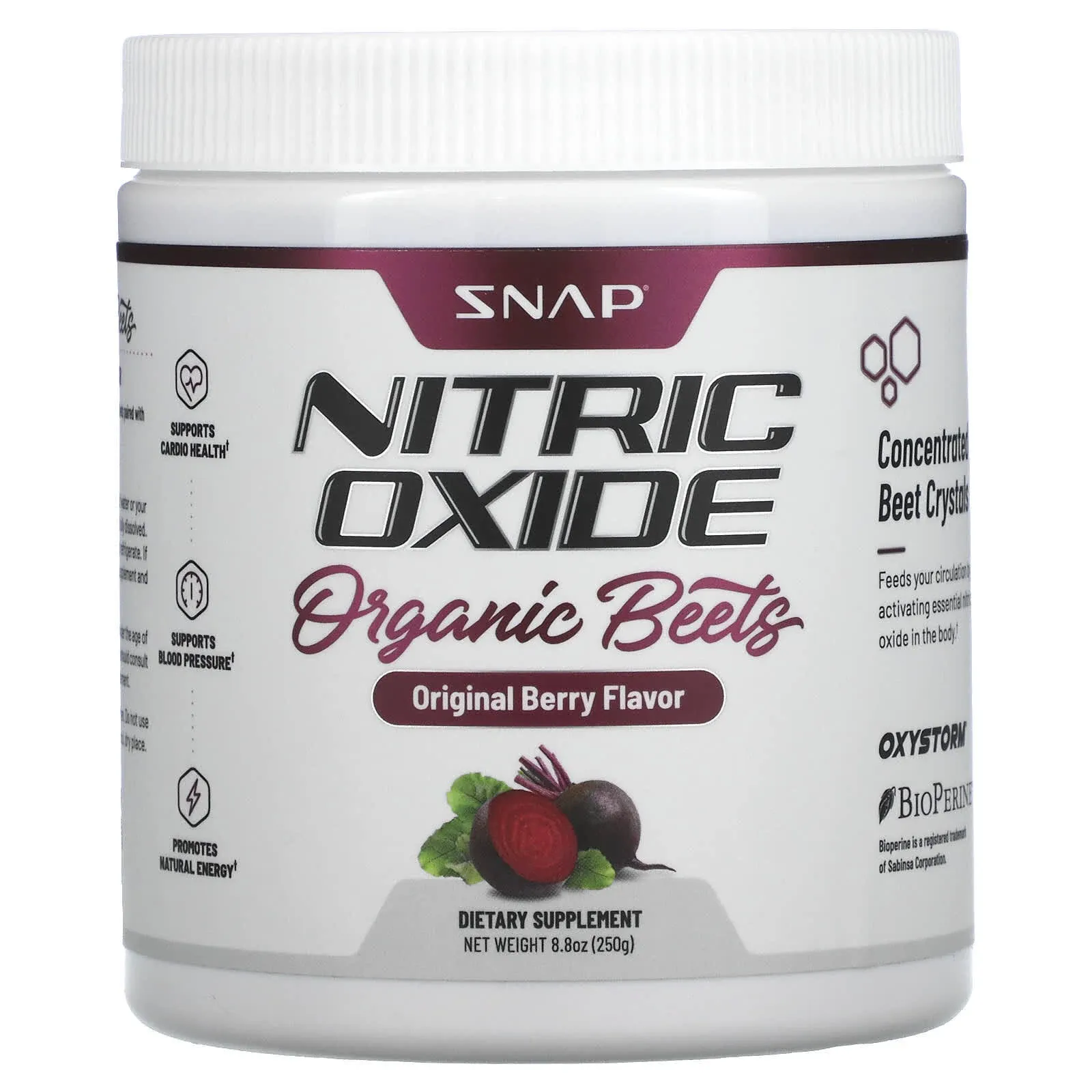 Snap Supplements, Nitric Oxide Organic Beets, Cherry Lime, 8.8 oz