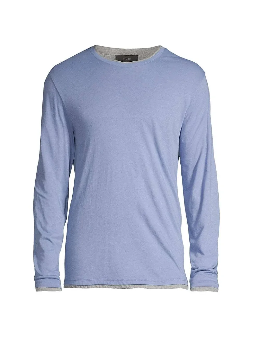 Vince L121305 Mens Blue Double Layer Long Sleeve T-Shirt Size S