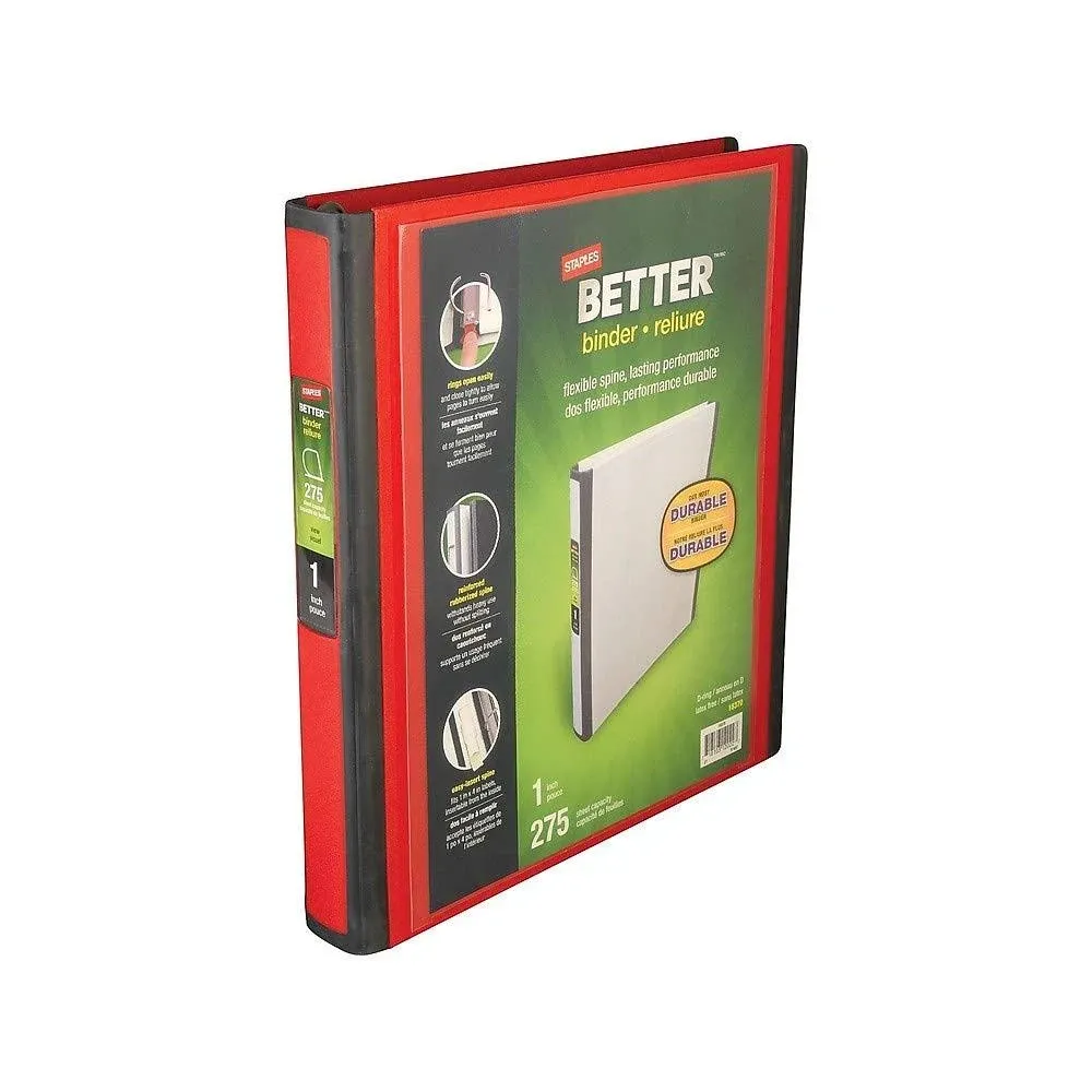 Staples 1" 3-Ring Better Binder