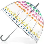 totes Clear Bubble Umbrella with Dome Canopy, Lightweight Design, Wind and Rain Protection, Dots, Adults-51