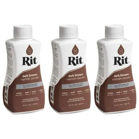 Rit Dye – 8 Oz. Liquid Fabric Dye for Clothing, Décor, and Crafts – Dark Brown (3 Pack)