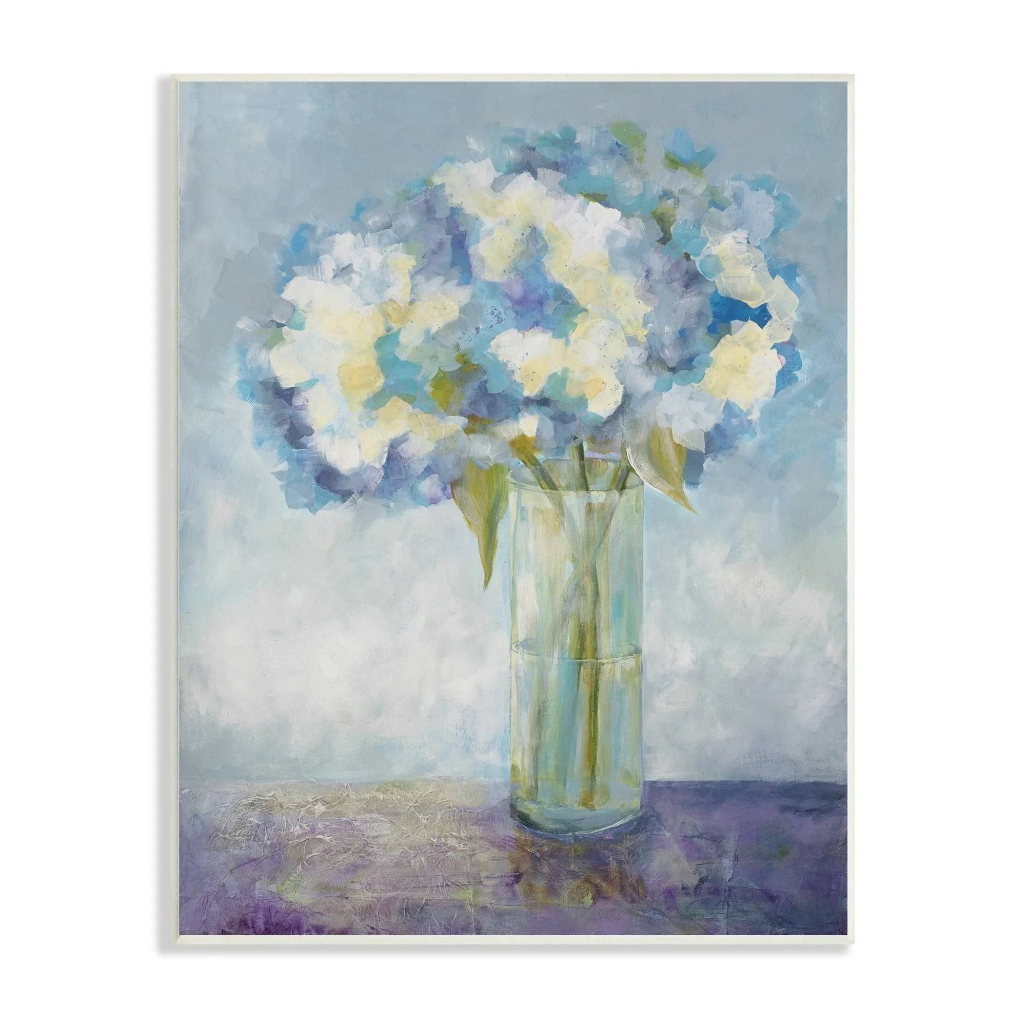 Stupell Industries Beautiful White Blue Hydrangeas Flower Bouquet Painting, Design by Doris Charest, 10 x 15