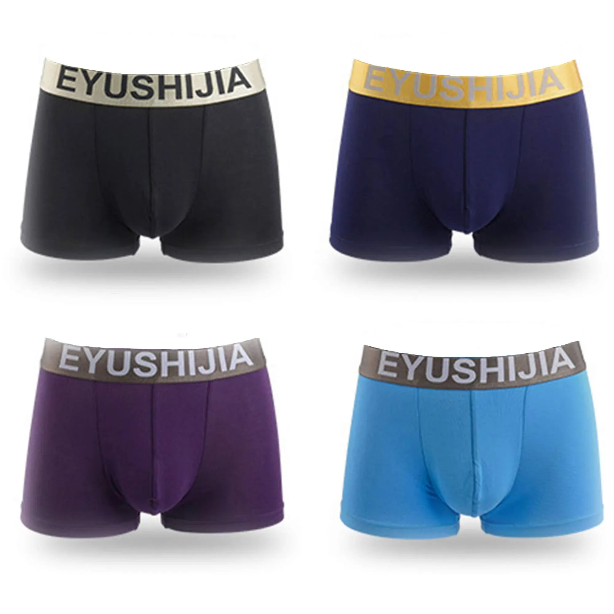 EYUSHIJIA Men's 4 Pack Comfortable Bamboo Fiber Boxer Briefs(Small C)