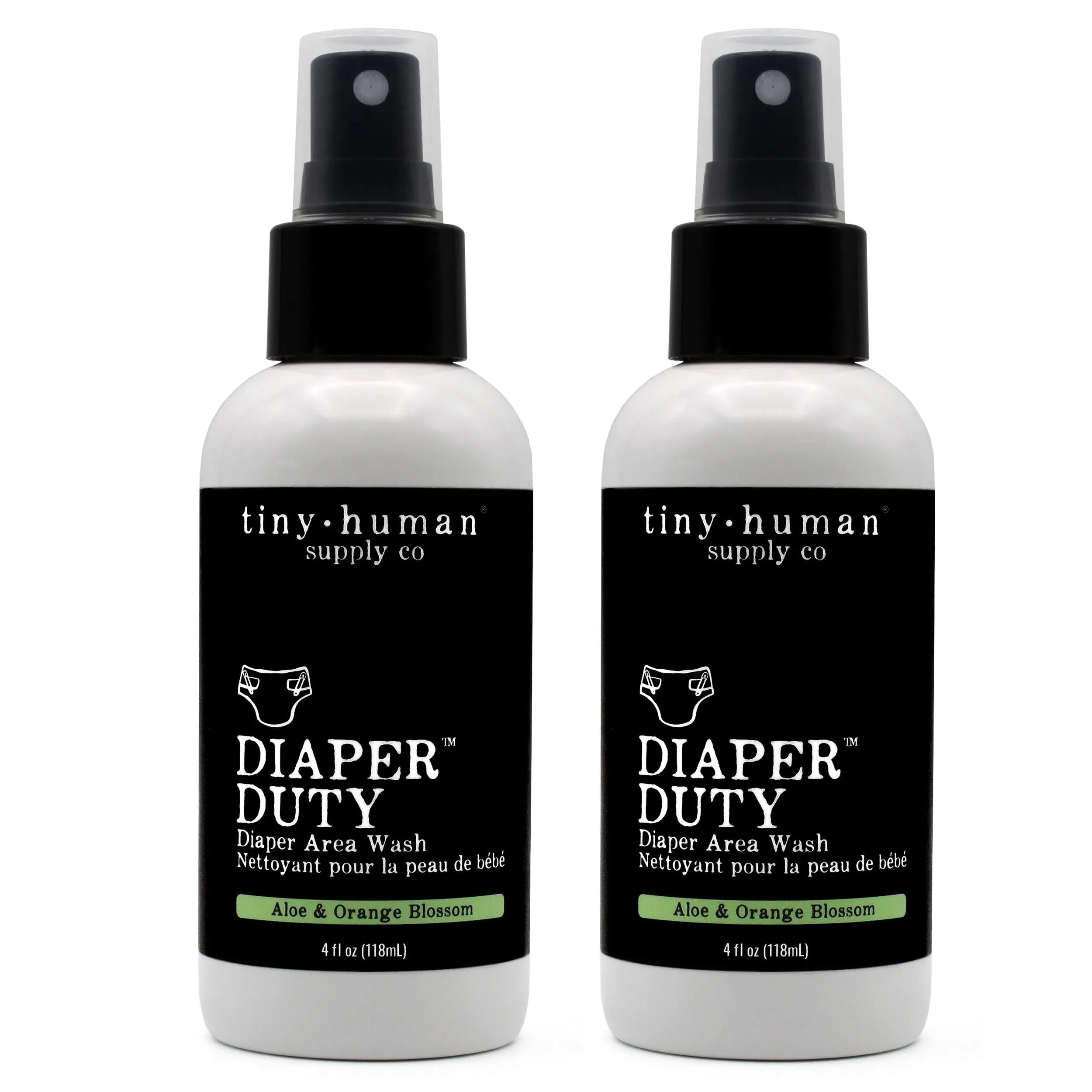 Diaper Duty Diaper Area Wash 4oz (2 Pack), Orange Blossom & Aloe, Gentle Cleansing Spray for Cloth Diapers