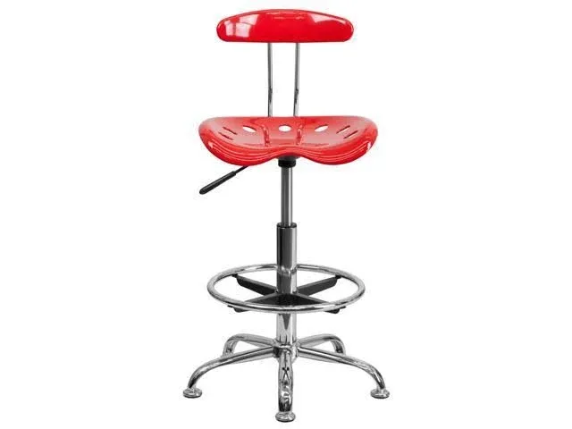 Flash Furniture Vibrant Chrome Drafting Stool with Tractor Seat