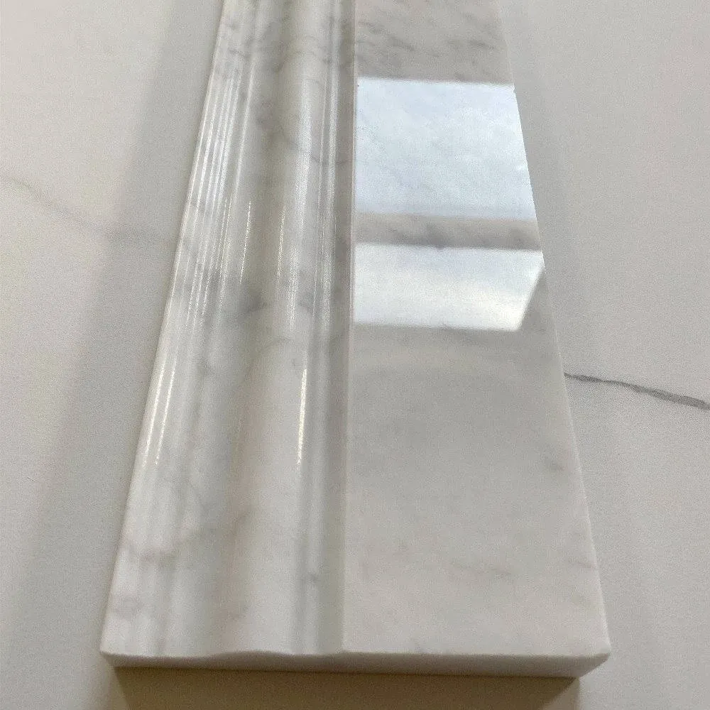 Carrara Marble Baseboard Venato Carrera Crown Molding Polished 4x12, 1 piece - Modern - Accent Trim And Border Tile - by Stone Center Online | Houzz