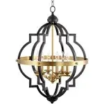 Kira Home Capistrano 60-Watt 6-Light Black Farmhouse Chandelier, No Bulb Included RVY-CC2681-BK+WB