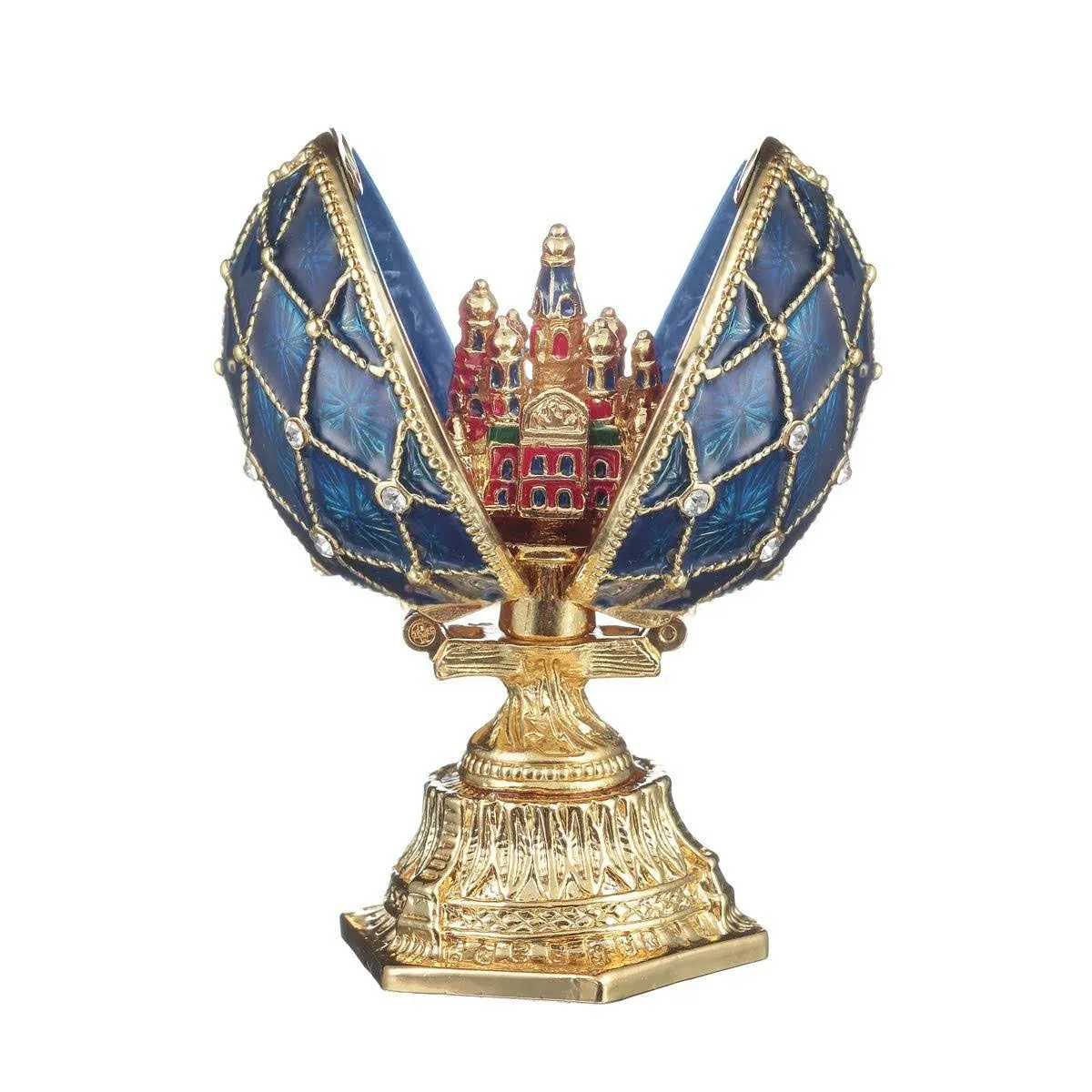 Faberge Egg with Church of Savior on Blood 2.6&#039;&#039; (6.5 cm) blue