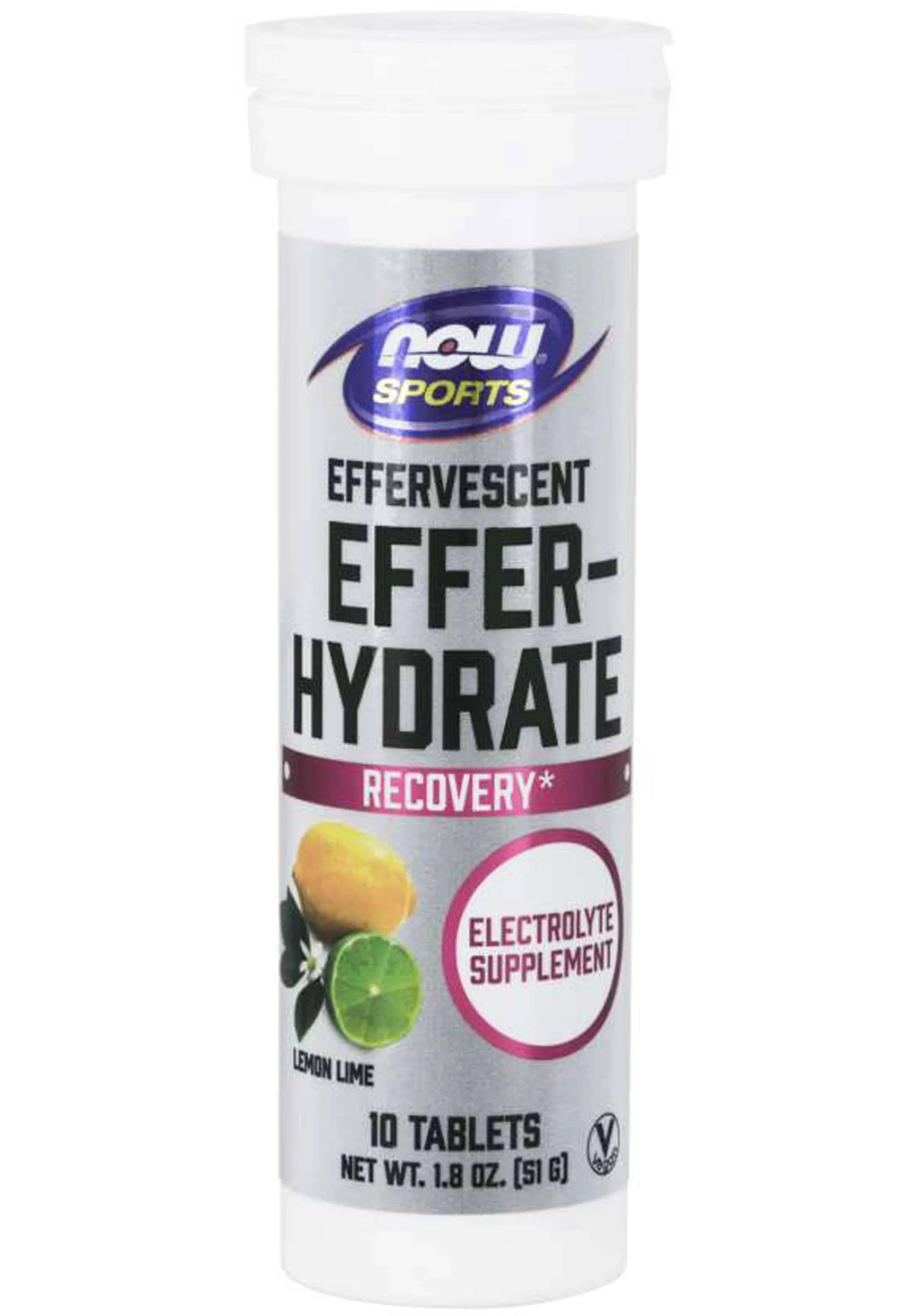 Now Foods Effer Hydrate Effervescent Lemon Lime 10 Tablets