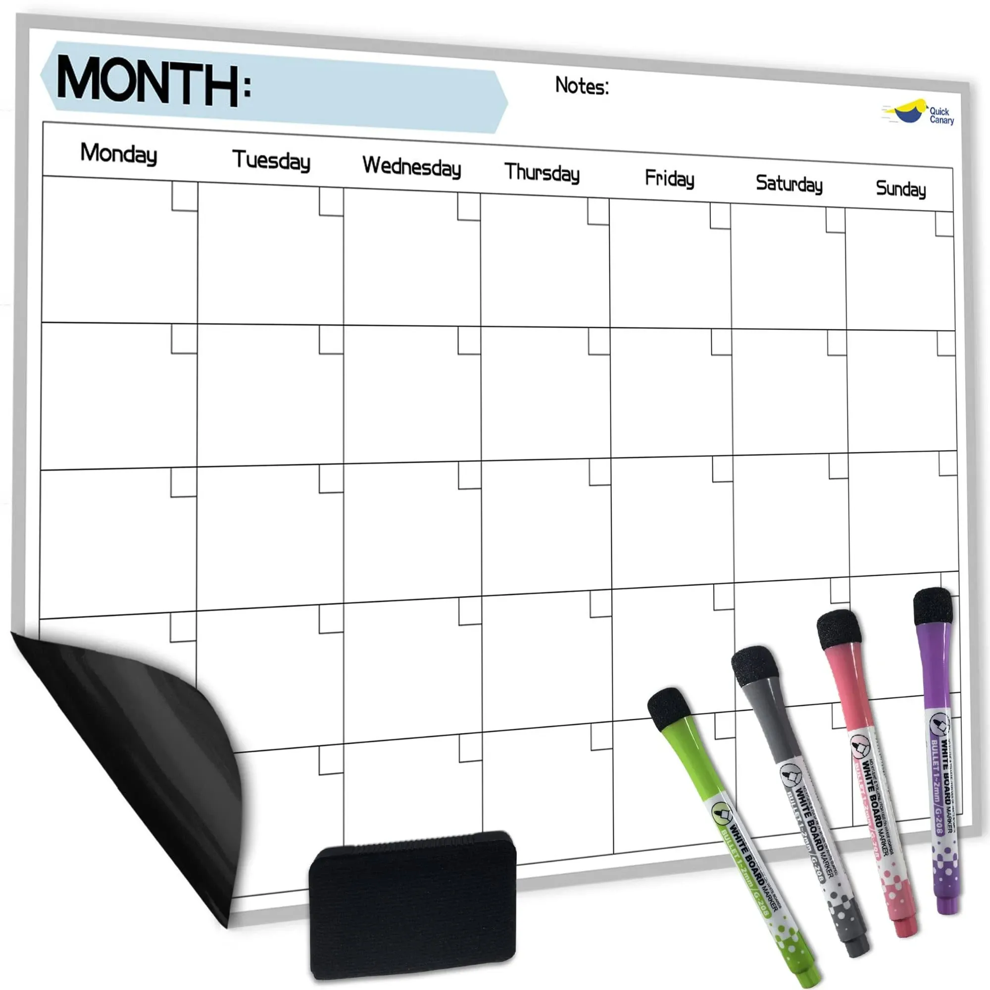 Magnetic Dry Erase Calendar for Refrigerator 17x12 Monthly Calendar Whiteboard