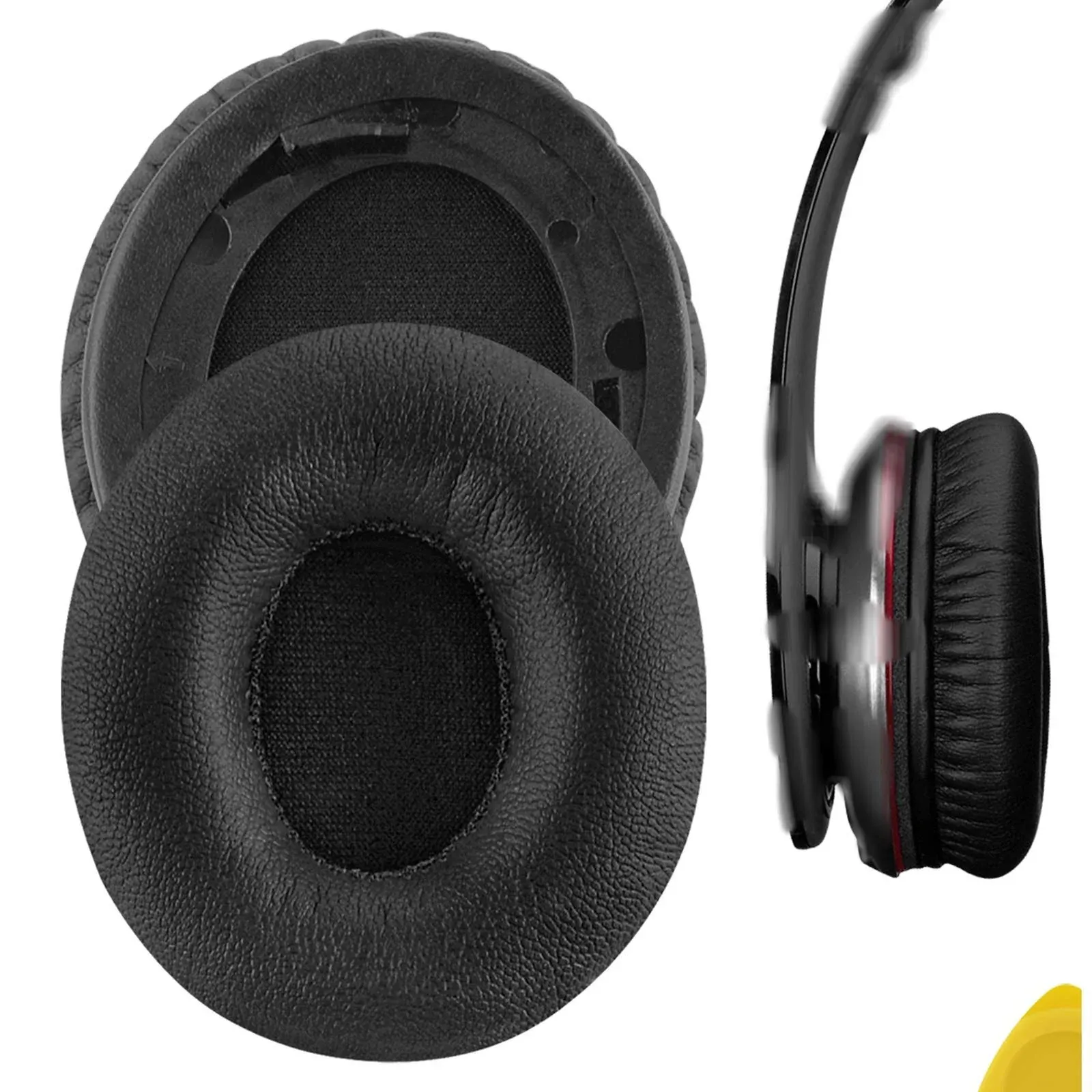 Geekria Protein Leather Ear Pads for Beats Solo HD On-Ear Headphones (Black)