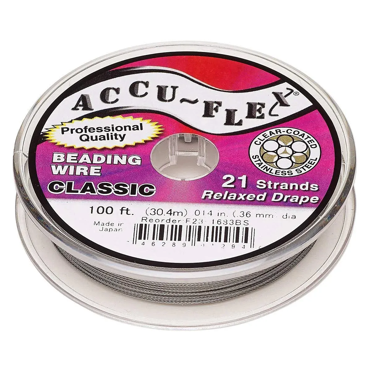 Accu-Flex Beading Wire Clear Nylon-Coated Stainless Steel 21-Strand 0.014-Inch ...