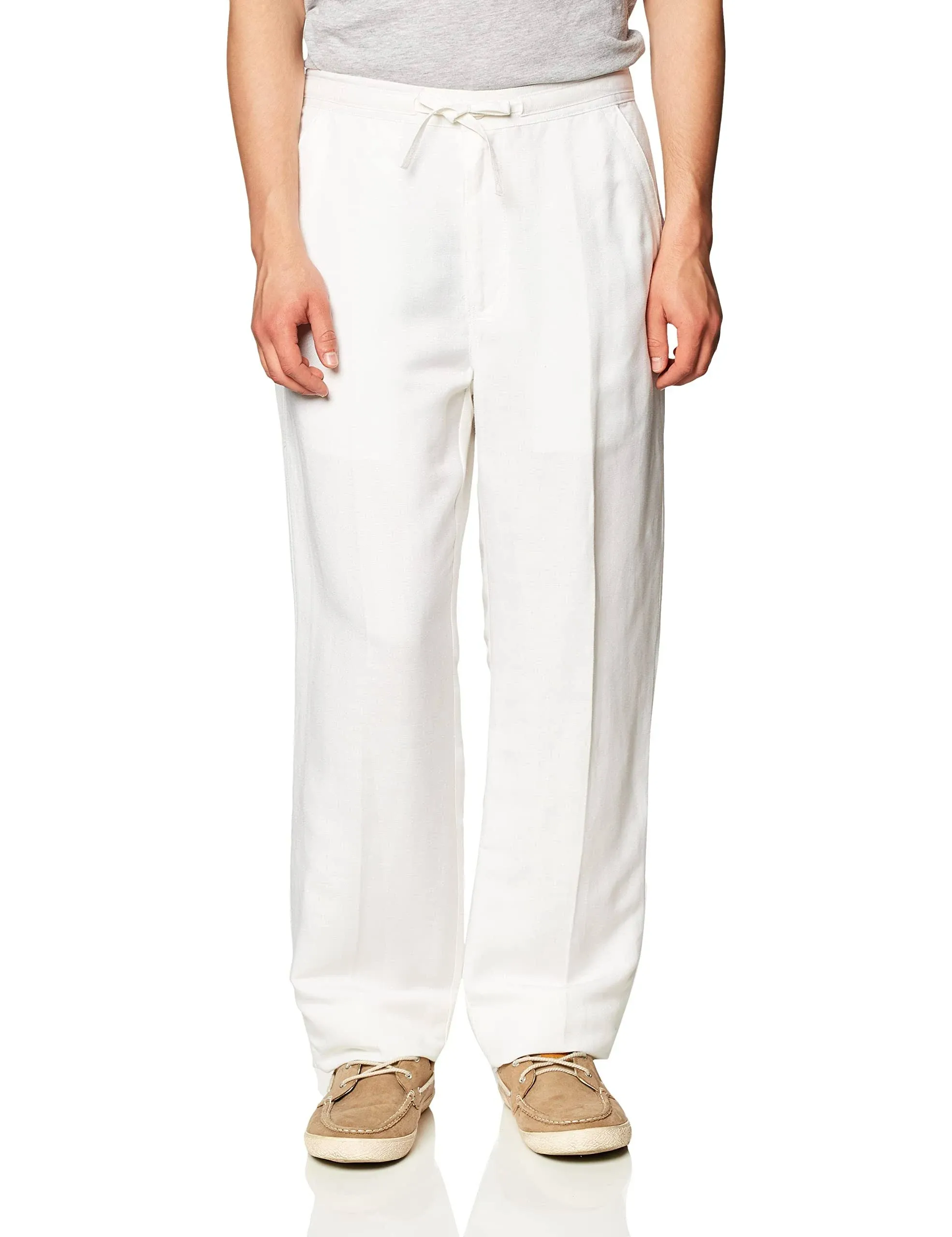 Cubavera Big & Tall Drawstring Linen Blend Pants Bright White 3XB x 32, Men's ...