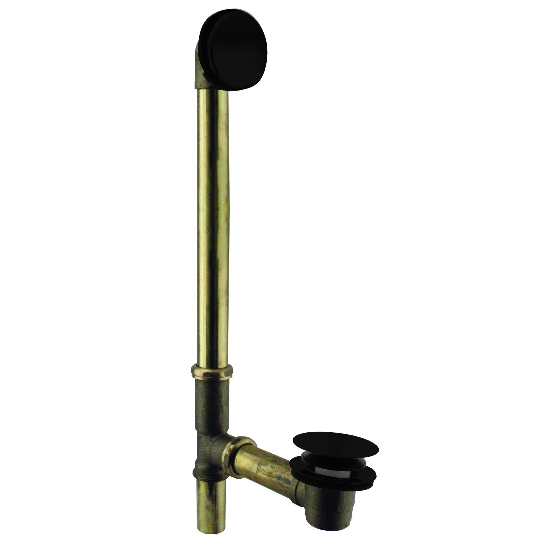 Westbrass 22 in. Brass Drain Bath Waste and Illusionary Overflow Matte Black ...