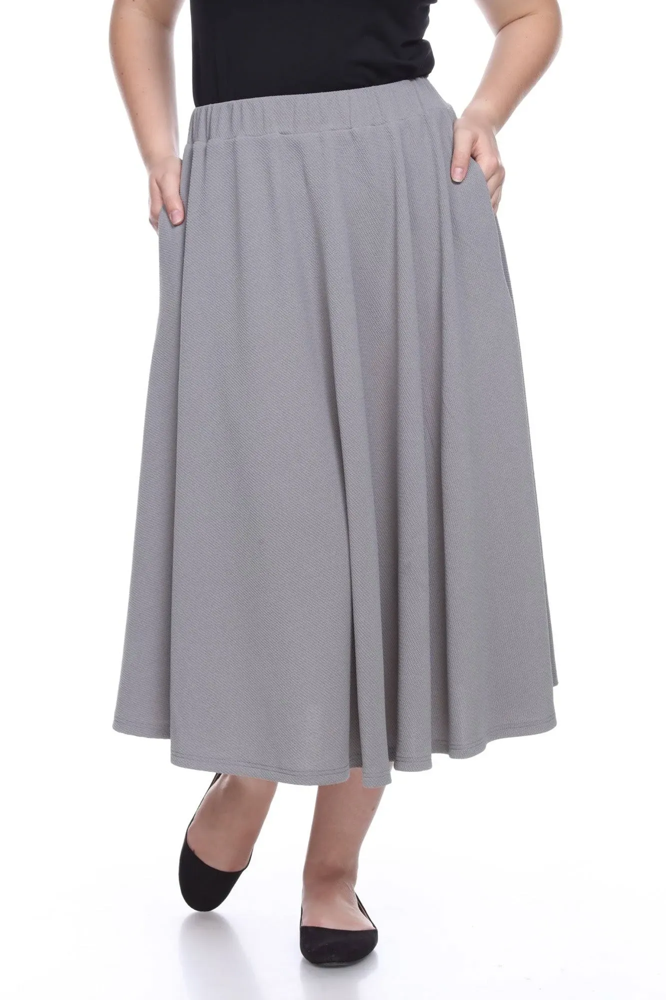 White Mark Plus Tasmin Flare Midi Skirts - Grey