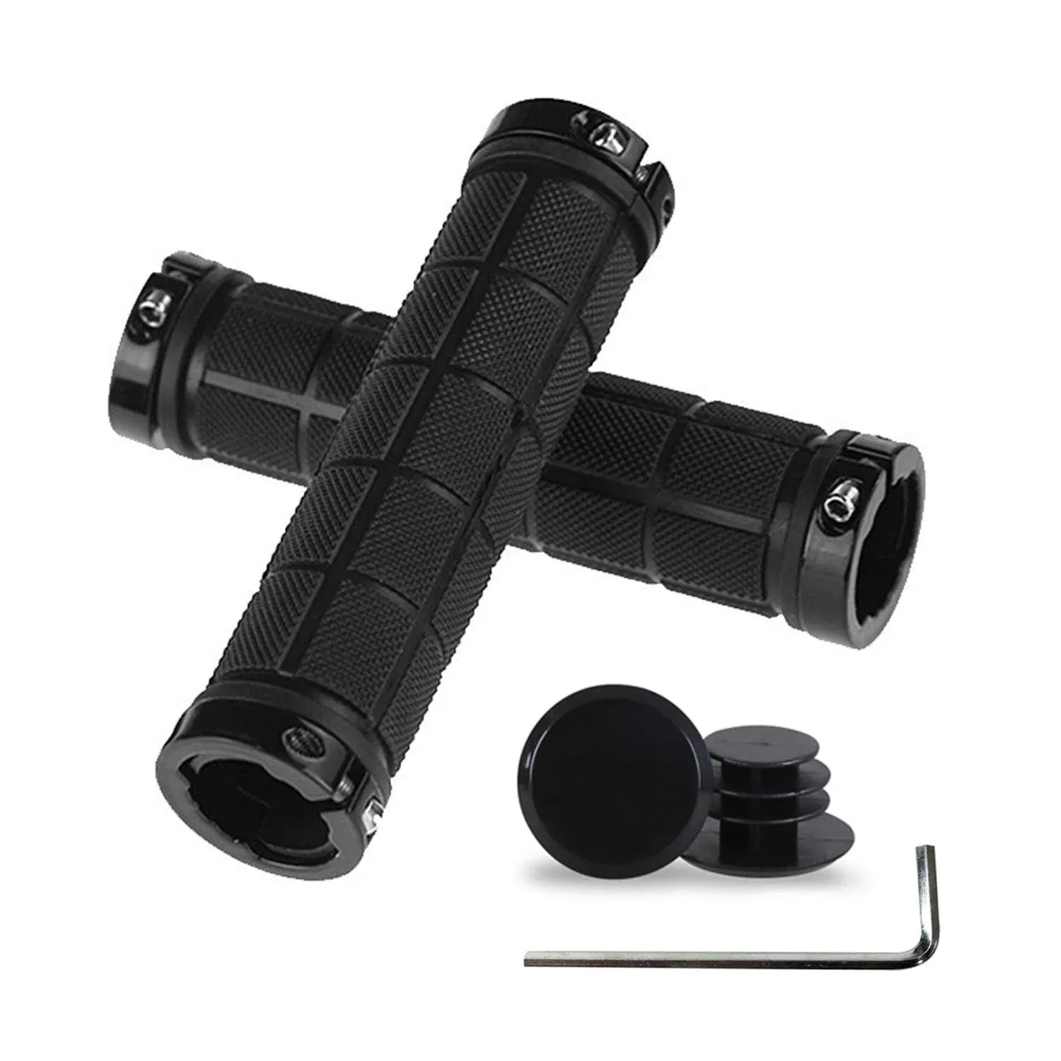 PLATT Bike Handlebar Grips Rubber Comfortable Bicycle Handle Grip for MTB/BMX with Plastic End Caps