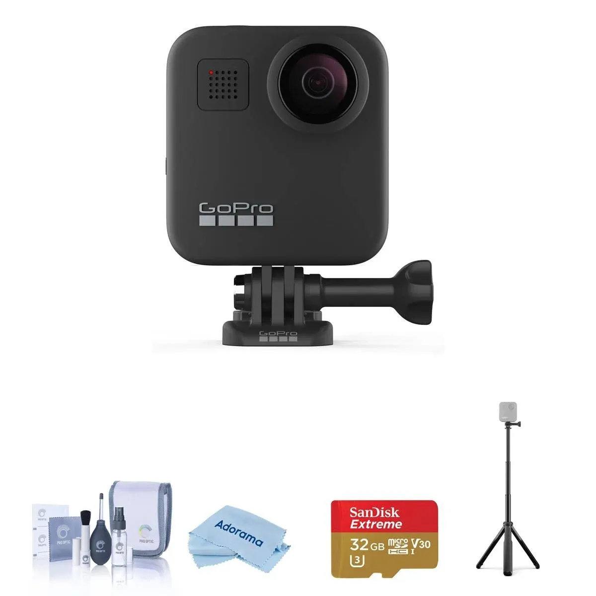 GoPro MAX 360 Waterproof Action Camera -with 50 Piece Accessory Kit ,Touch Screen - Spherical 5.6K30 HD Video - 16.6MP 360 Photos - 1080p Live Streaming Stabilization - All You Need