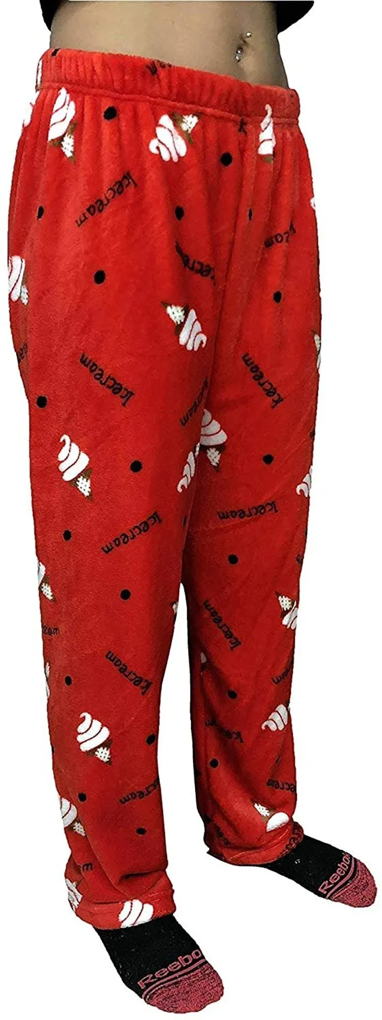 Womens Butter Soft Fleece Fuzzy Lounge Pants One Size Lips Print- Womens Pajamas