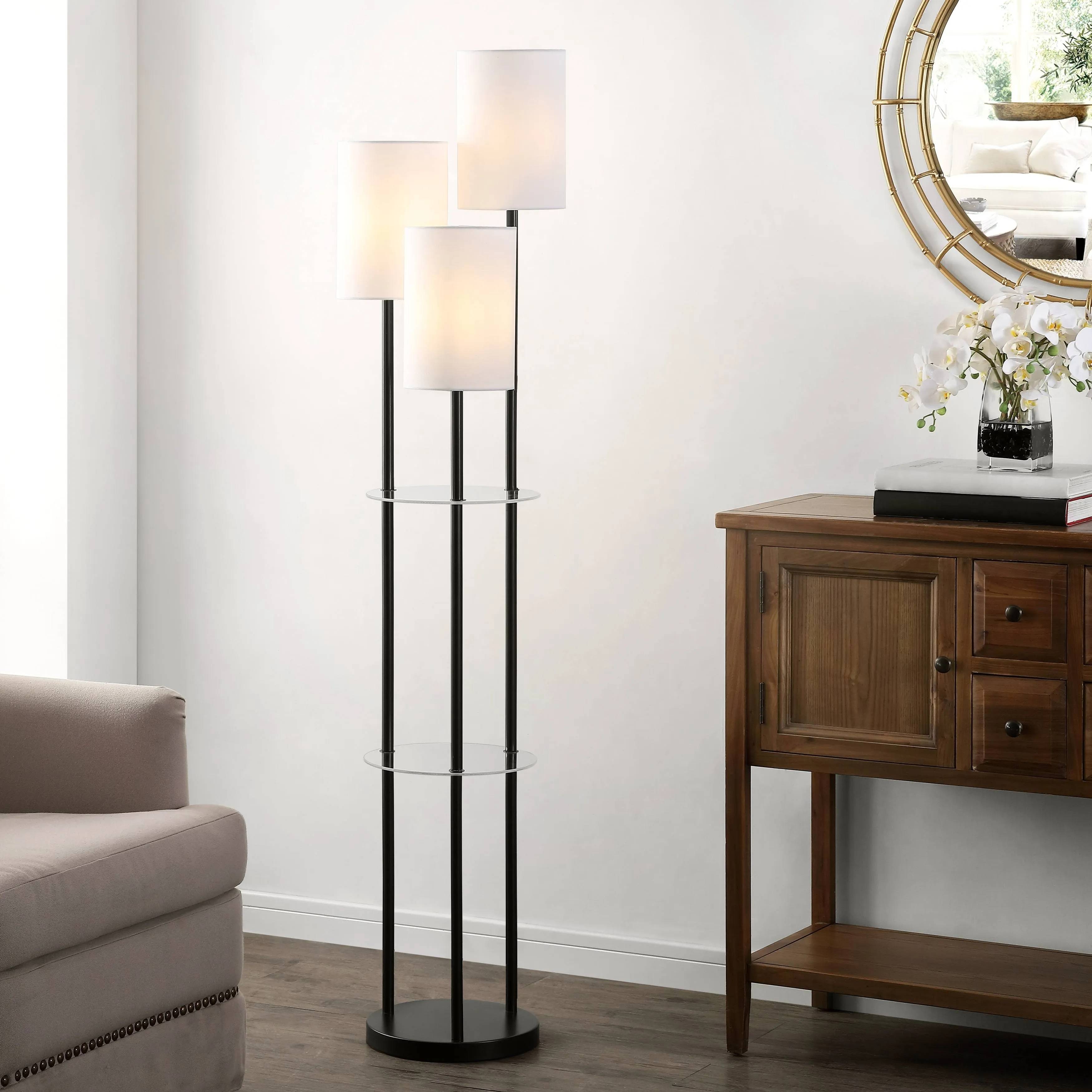 Safavieh Soren Glass And Iron Floor Lamp - Black