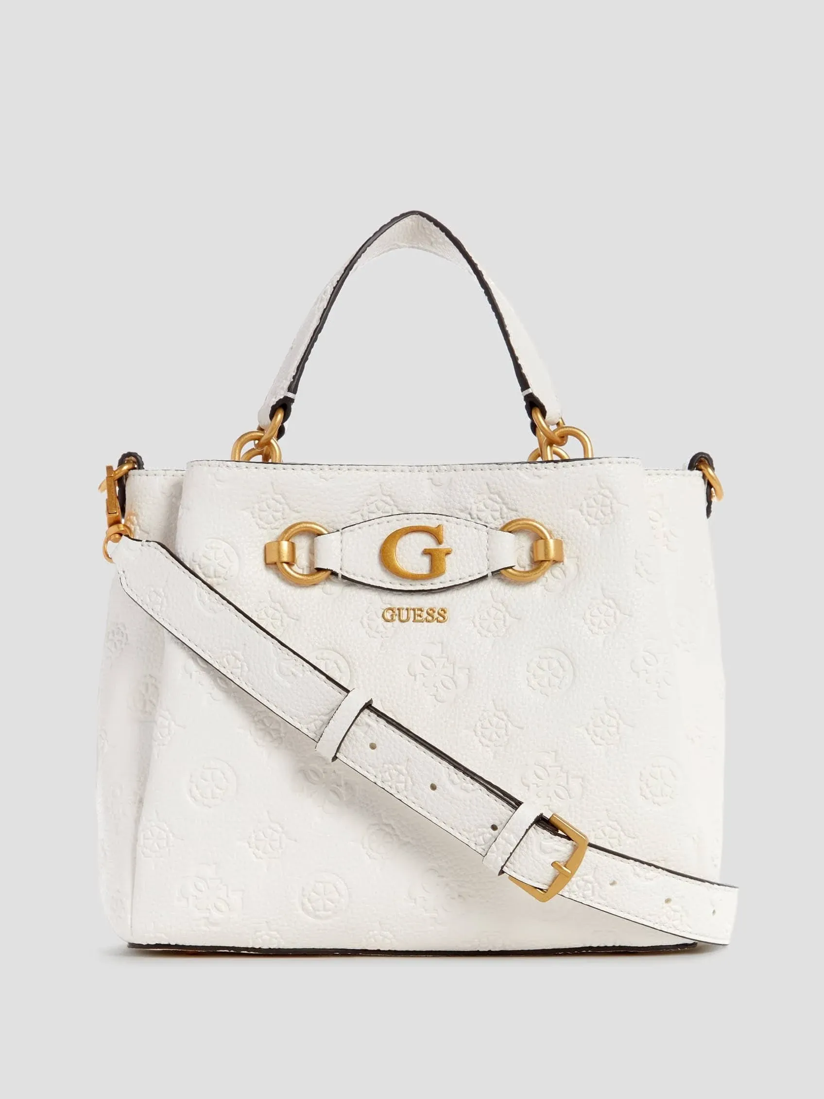 Guess Izzy Peony Small Girlfriend Satchel - Stone Logo