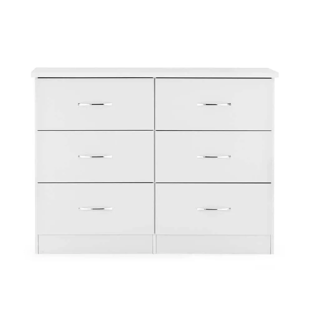 Herval Dresser 47.5&#034; x 35&#034; 6-Drawer Ample Storage Durable Sturdy Wood White