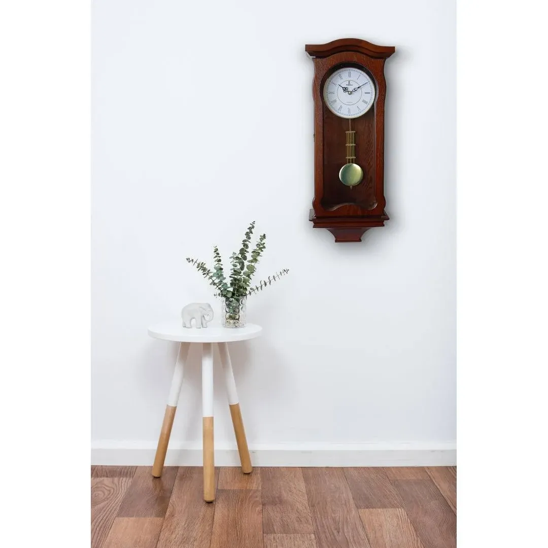 Pendulum Wall Clock Battery Operated - Hanging Grandfather Wall Clock with Pendulum - Quiet Wood Pendulum Clock - Decorative Wooden Wall Clock for Living Room Decor, Office & Home Décor Gift 23.5x9.75