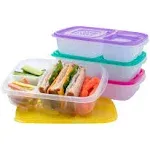 Bentgo Easyboxes - Original Stackable Lunch Boxes - Reusable 3-Compartment Food Containers for Kids and Adults - Bento Lunch Box for Meal Prep, School, & Work - BPA Free, Set of 4 (Brights)