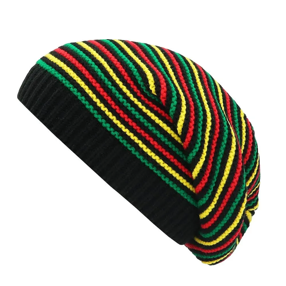 Unisex Jamaica Reggae Rainbow Stripes Oversized Slouch Winter Rasta Slinky... 