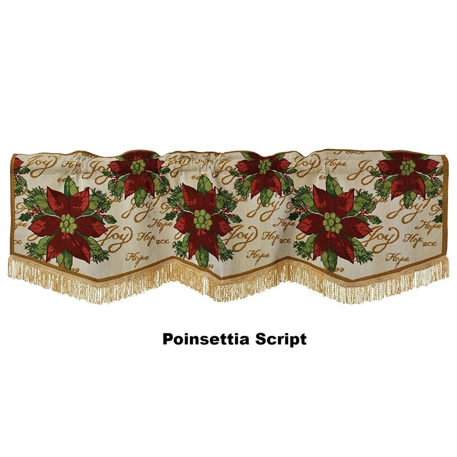 Violet Linen Decorative Christmas Poinsettias Script Design Tapestry 60" x 15 ...