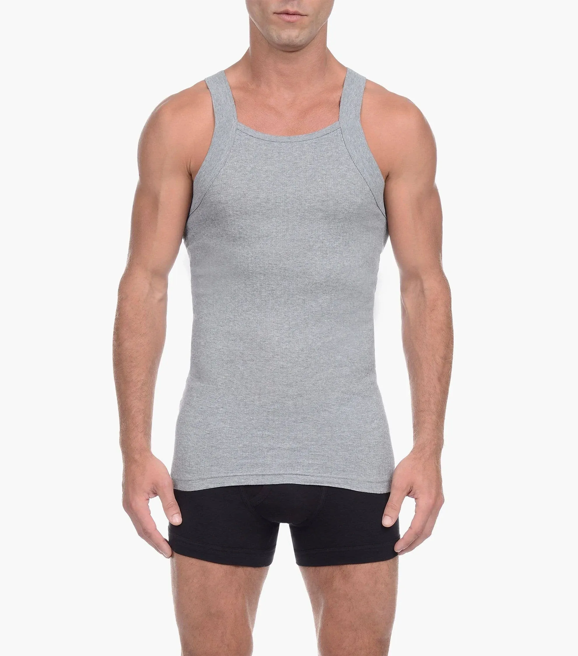 2(X)IST Mens Essential Cotton Square Cut Tank 2-Pack