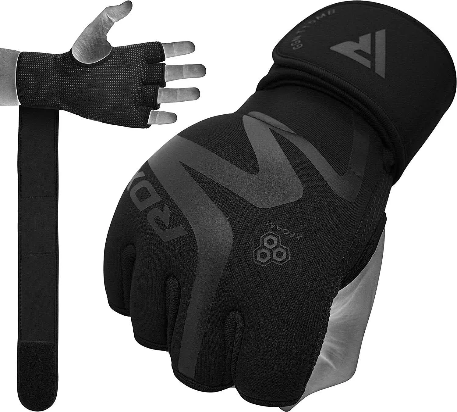 RDX, Hand Wraps Inner Gloves, Fist Protector Wrist Support, Black, XL