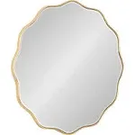 Kate and Laurel Viona Modern Scalloped Round Mirror, 32 Inch Diameter, Gold, Decorative Circle Wall Mirror with Unique Rippled Edge and a Glamorous Gold Finish