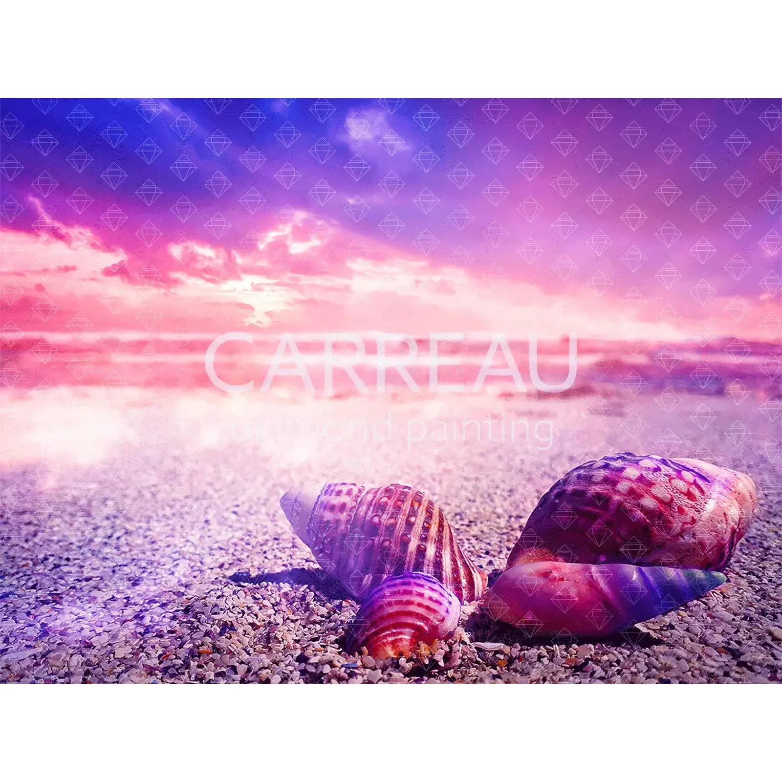 Premium Diamond Art Kit 'Purple Beach' Square