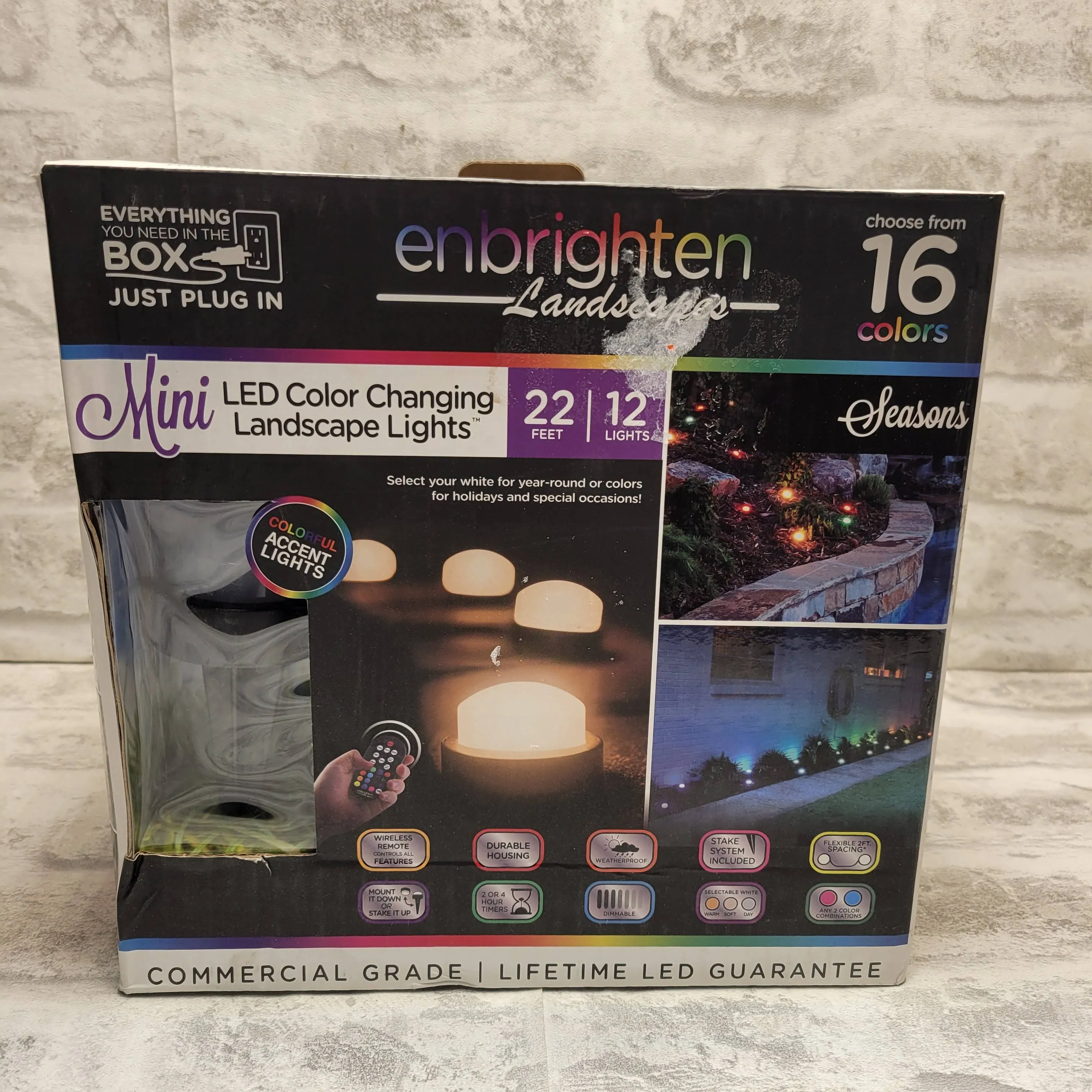 Enbrighten Premium LED Garden Lights, 6 Small Landscape Lights, 10ft Cord plus 22ft Lead Wire, Color Changing, Remote Control, Outdoor Landscape Lighting, 41366