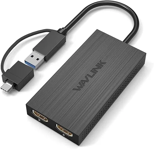 WAVLINK USB 3.0 or USB C to HDMI Adapter for Dual Monitors, Universal Video Graphics Adapter for Mac and Windows, Thunderbolt 3/4, USB 3.0 or USB-C 1