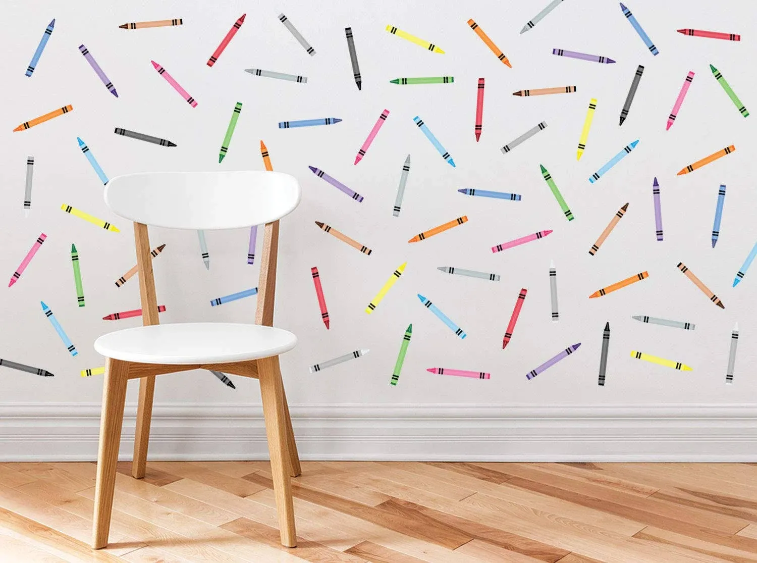 Sunny Decals Mini Crayons Fabric Wall Decal- Set of 72 Mini Crayons with 9 Colors