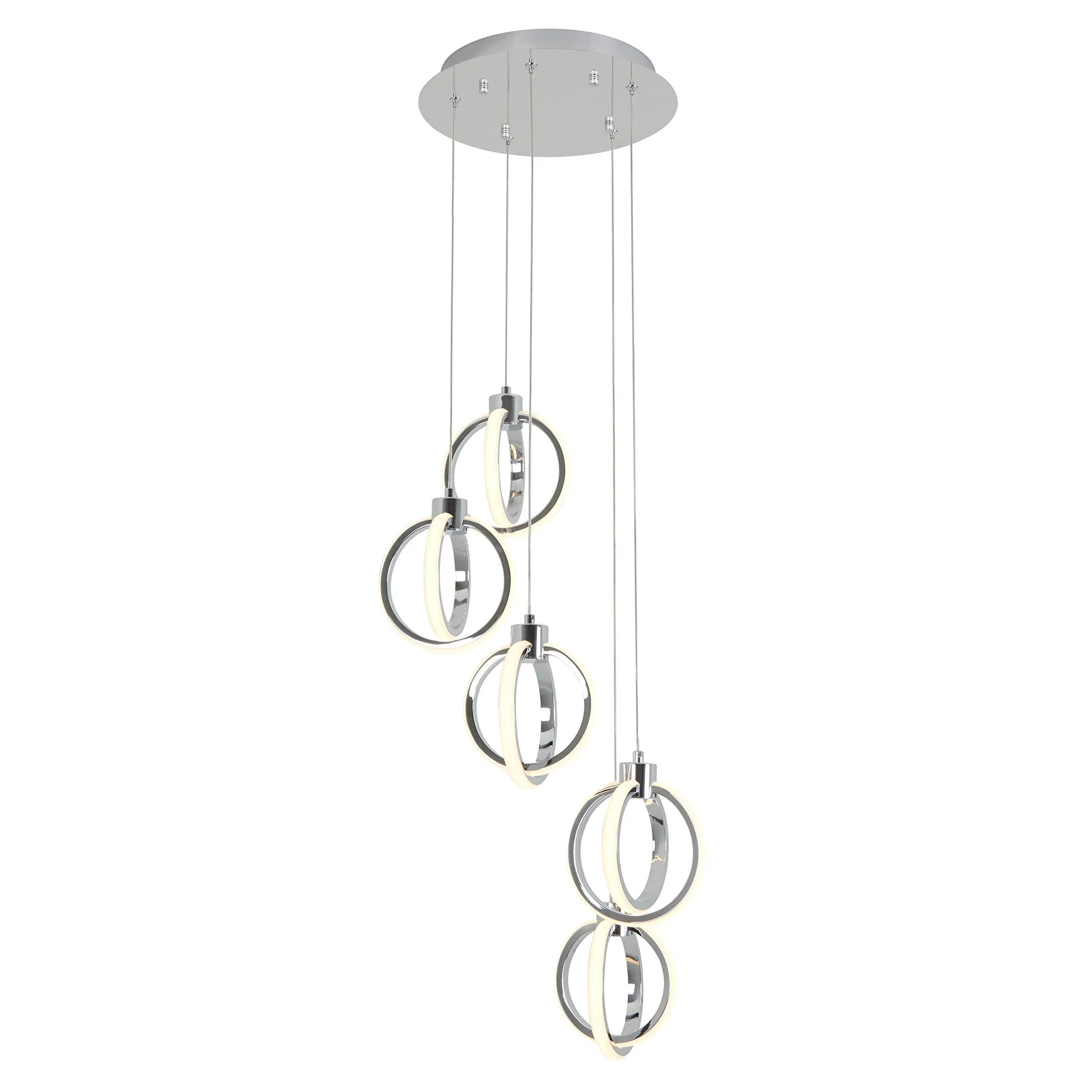 Artika Soho 27-Watt 5 Light Chrome Modern Integrated LED Pendant Light Fixture for Dining Room or Kitchen PDT5-SO-HD2