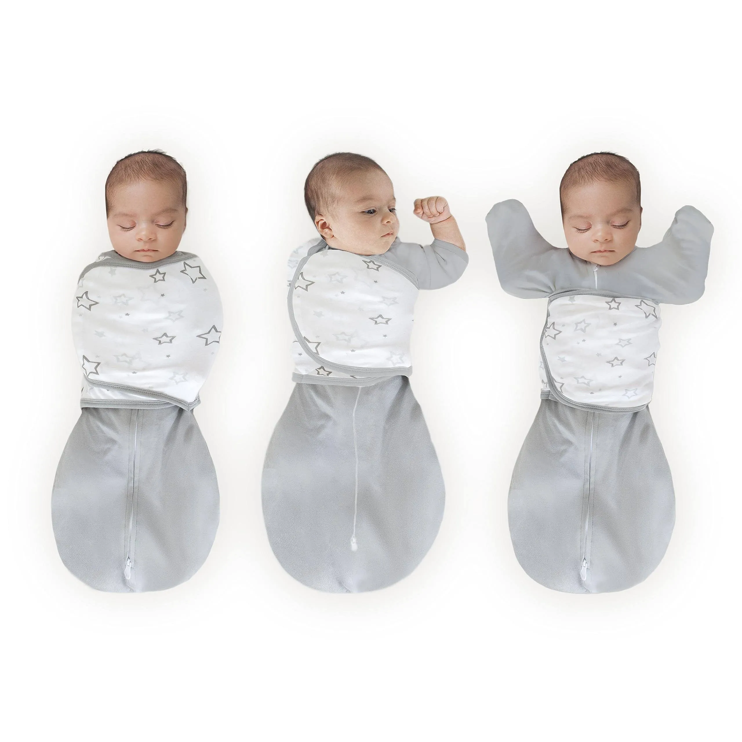 Amazing Baby - Omni Swaddle Sack with Wrap - Arms Up Sleeves & Mitten Cuffs, Gray ...