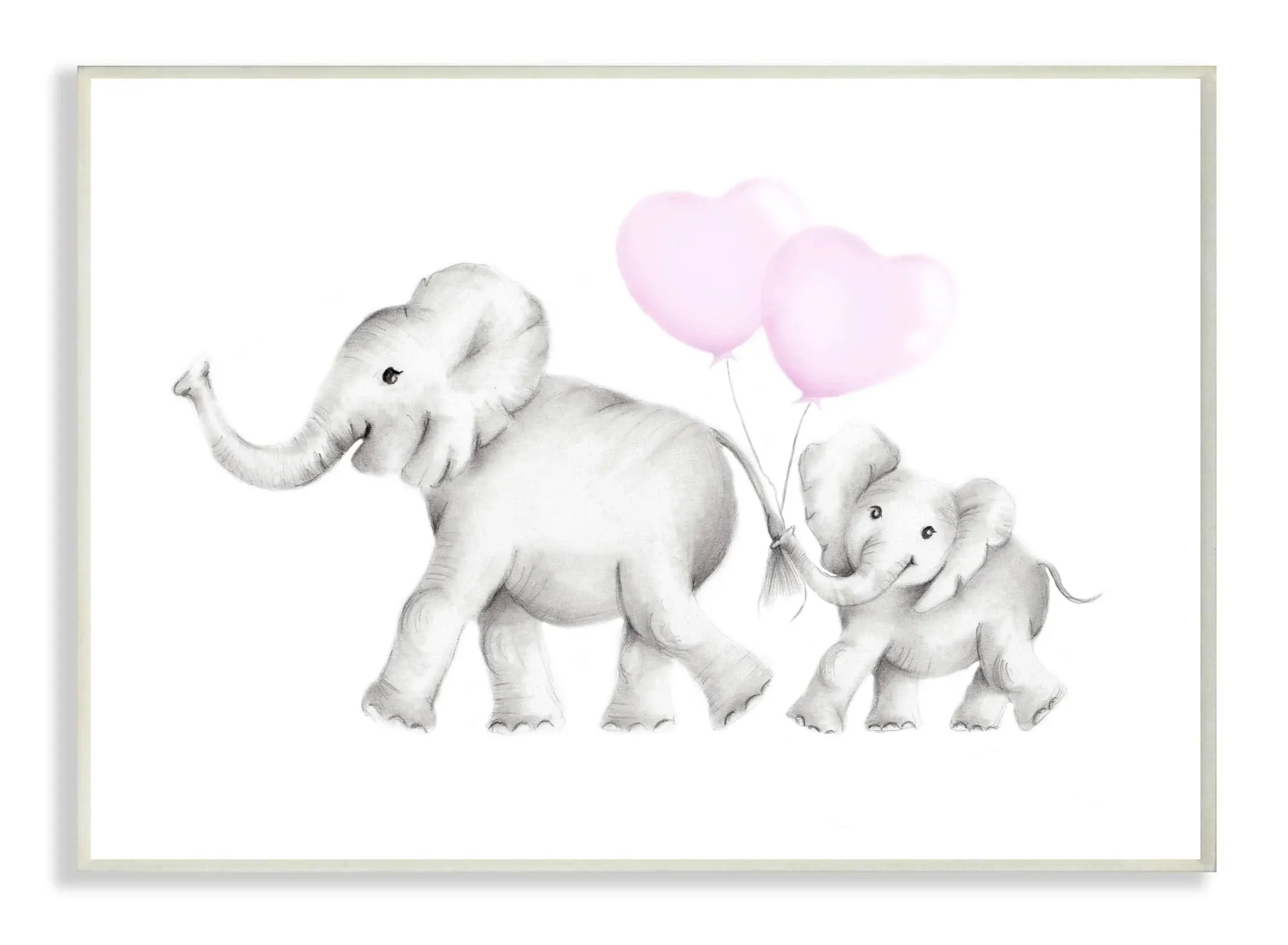 Mama and Baby Elephants 13"x19" Oversized Wall Plaque Art