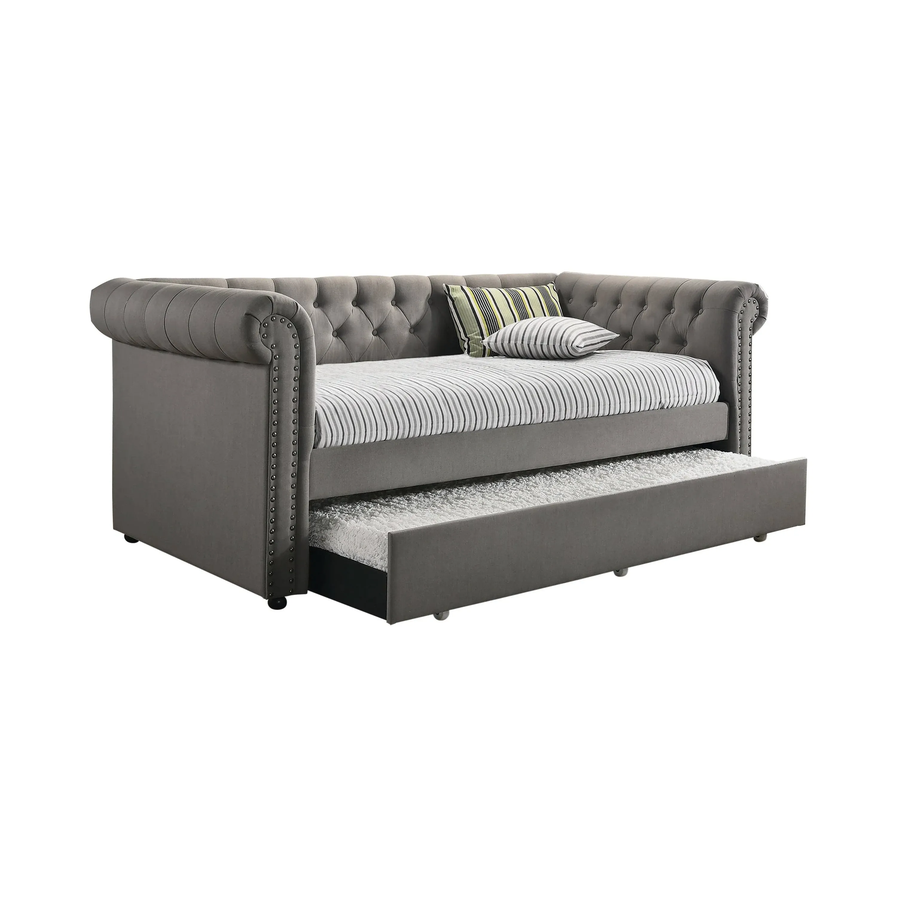 Coaster Kepner Tufted Upholstered Daybed Grey with Trundle